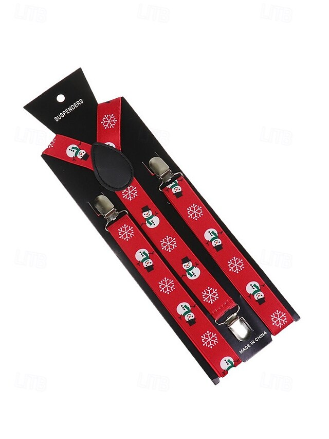 Men's Suspenders Snowman Christmas with