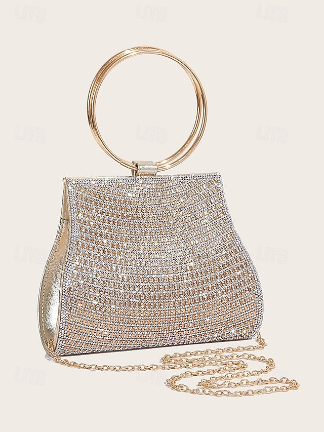 with Gold Crystal Handle Evening Clutch Ring Elegant –
