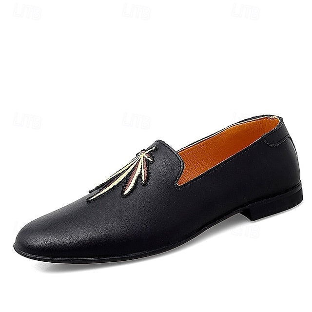 Faux Leather Loafers with Feather - Prom Men's White Shoes
