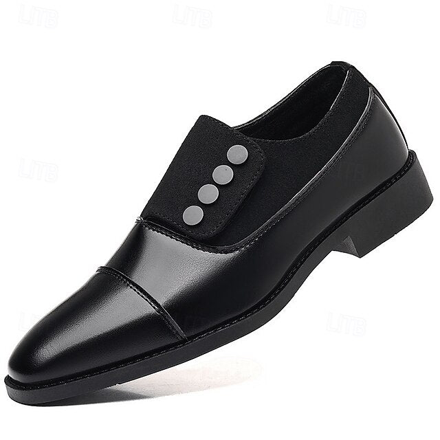 Button Black Decor Shoes Men's Classic Slip-On