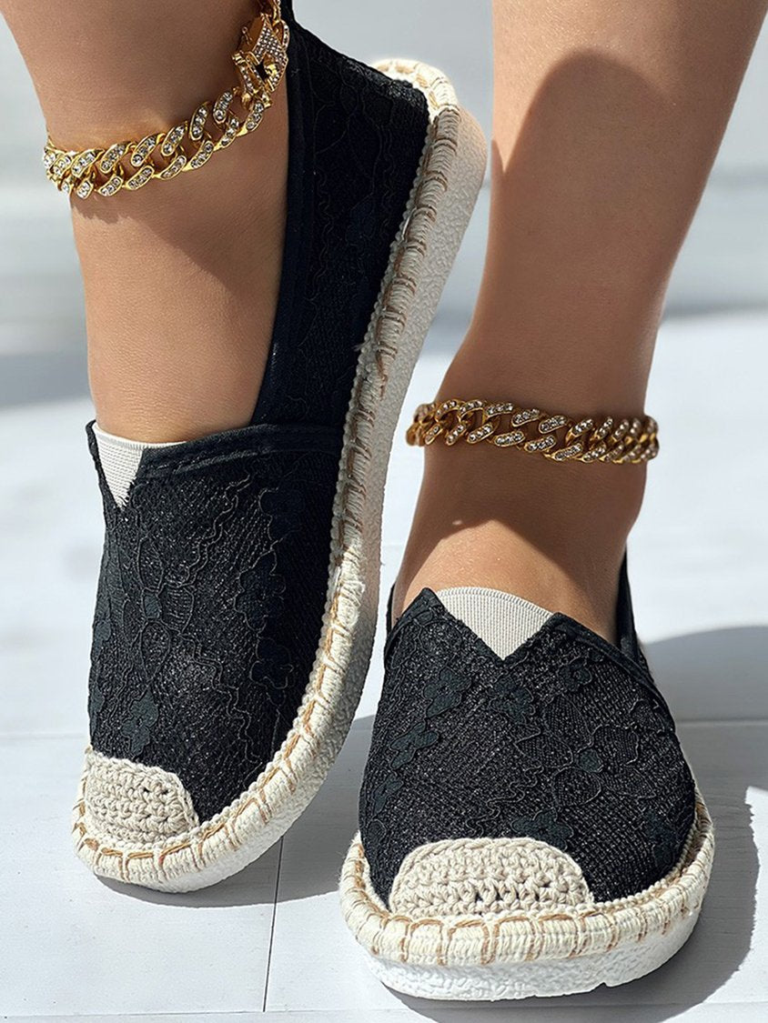 Breathable Crochet Lace Slip-On Espadrilles G168