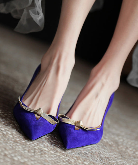 High Heels Purple Sheepskin Pointed Toe