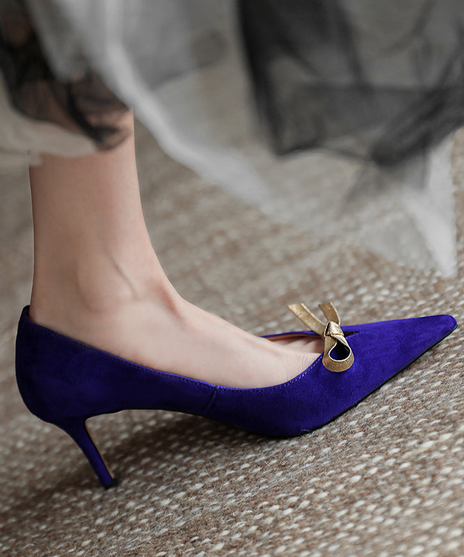 High Heels Purple Sheepskin Pointed Toe