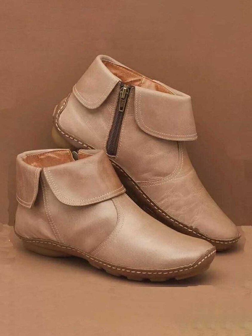 Women Casual Plain All Season Zipper Round Toe Rubber Non-Slip Classic Boots Boots AD942