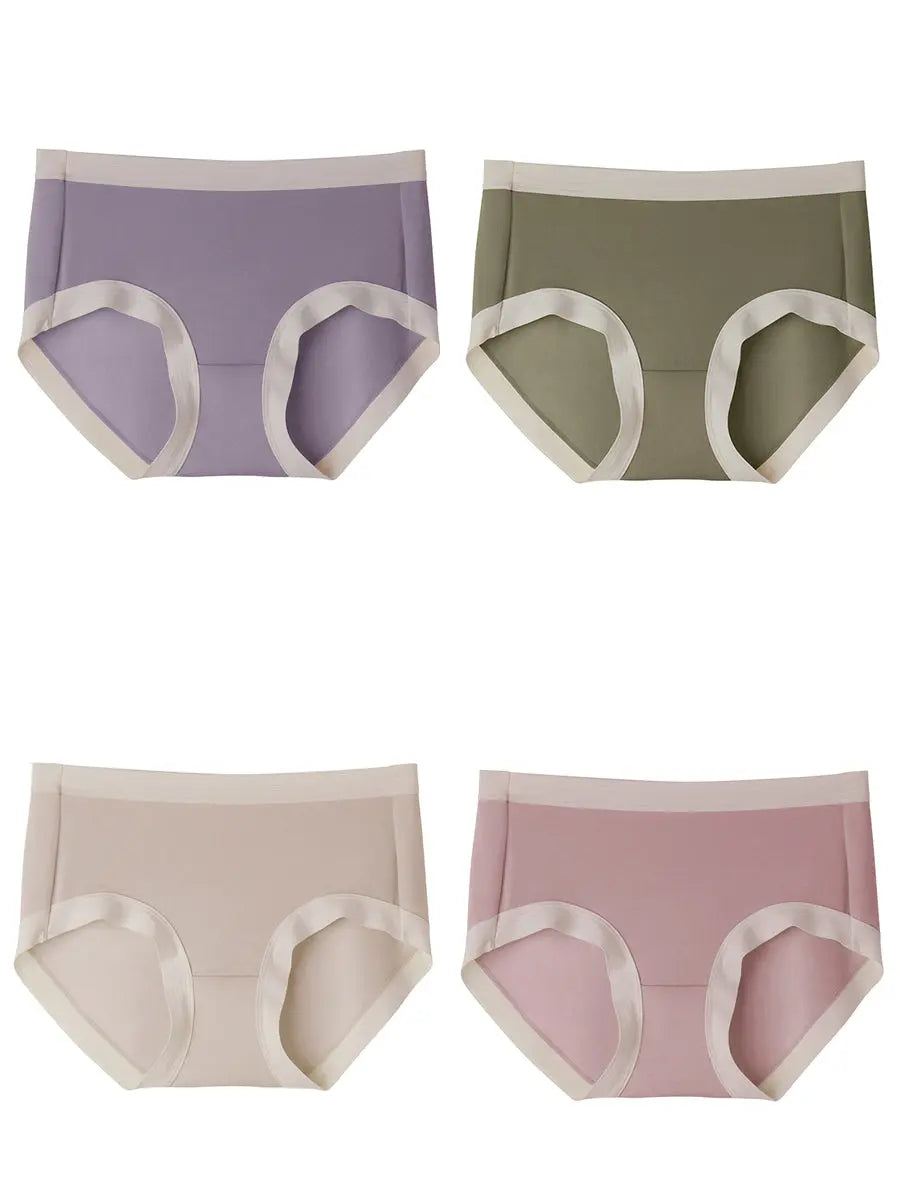 4 Pieces Women Soft Mid-Waist Triangle Underwear Ada Fashion