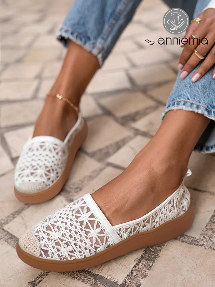 White Romantic Lace Wearable Sole Flat Shoes DD39