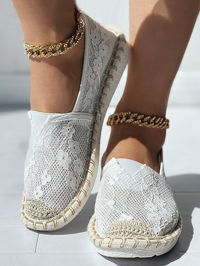 Breathable Crochet Lace Slip-On Espadrilles G168