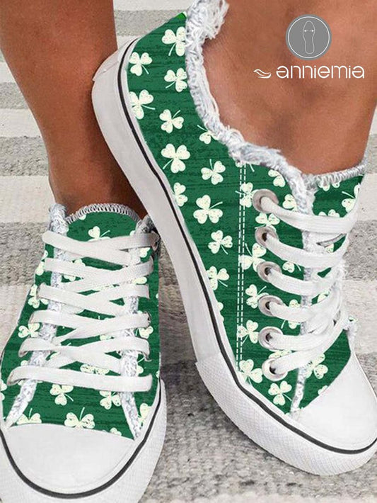 Shamrock Print Green Canvas Shoes DD41