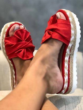 Women Casual Daily Comfy Bowknot Slip On Sandals DD14