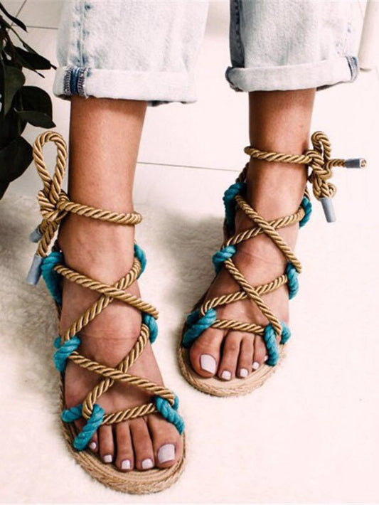 Vintage Rope Ankle Strap Sandals UU25