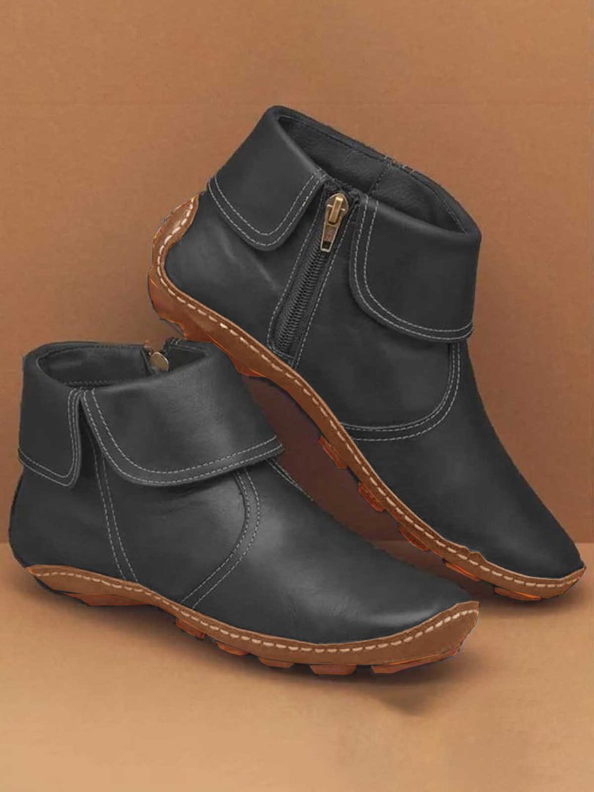 Women Casual Plain All Season Zipper Round Toe Rubber Non-Slip Classic Boots Boots AD942