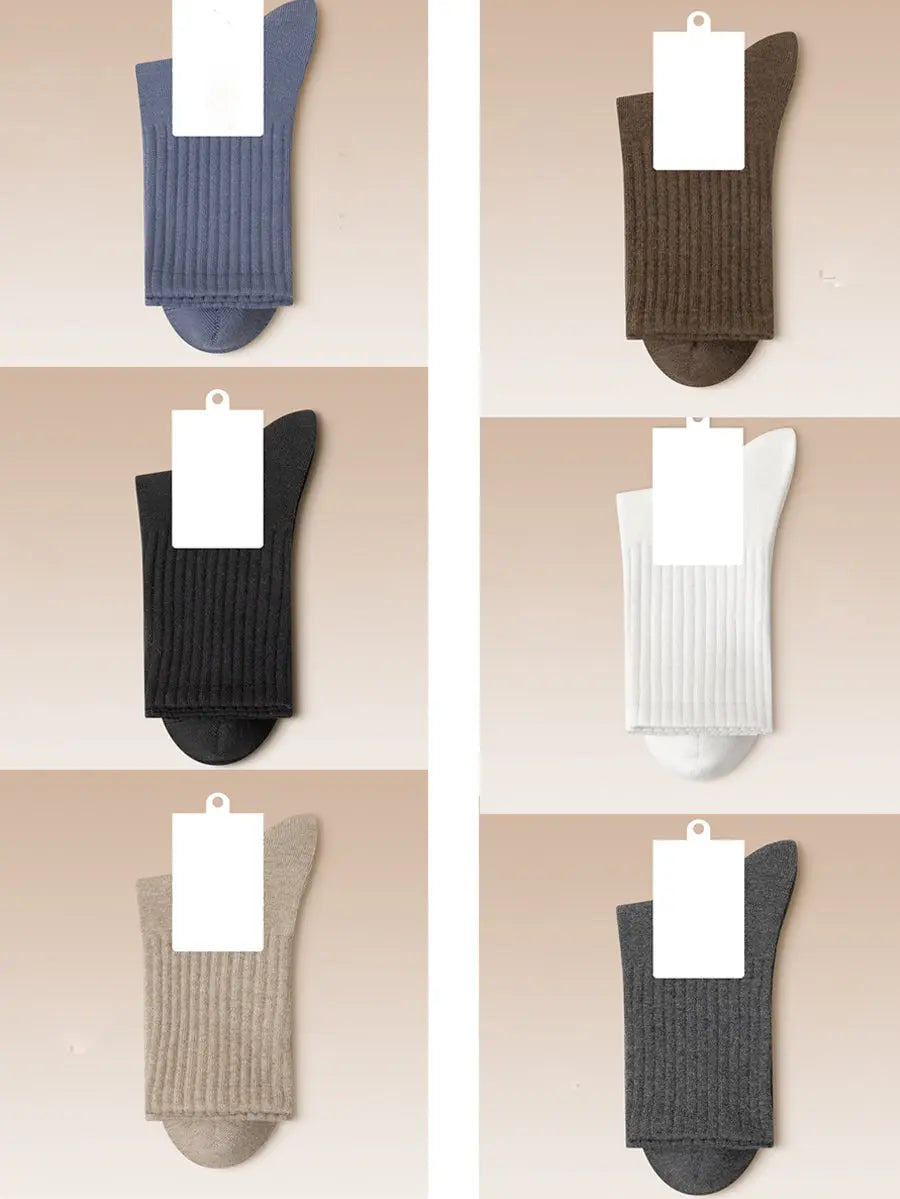 6 Pairs Women Solid Winter Cotton Socks Ada Fashion