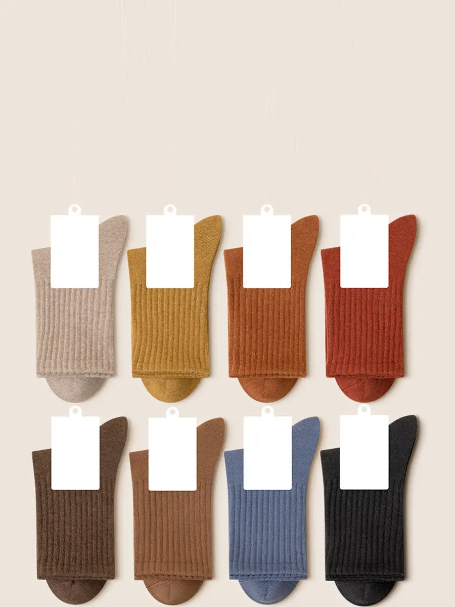 6 Pairs Women Solid Winter Cotton Socks Ada Fashion