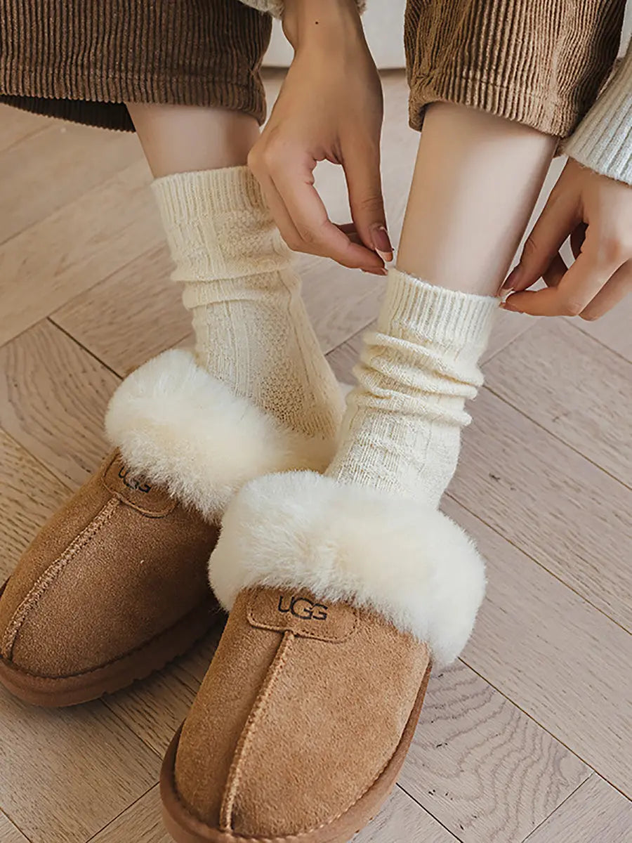 6 Pairs Women Winter Solid Wool Socks Ada Fashion