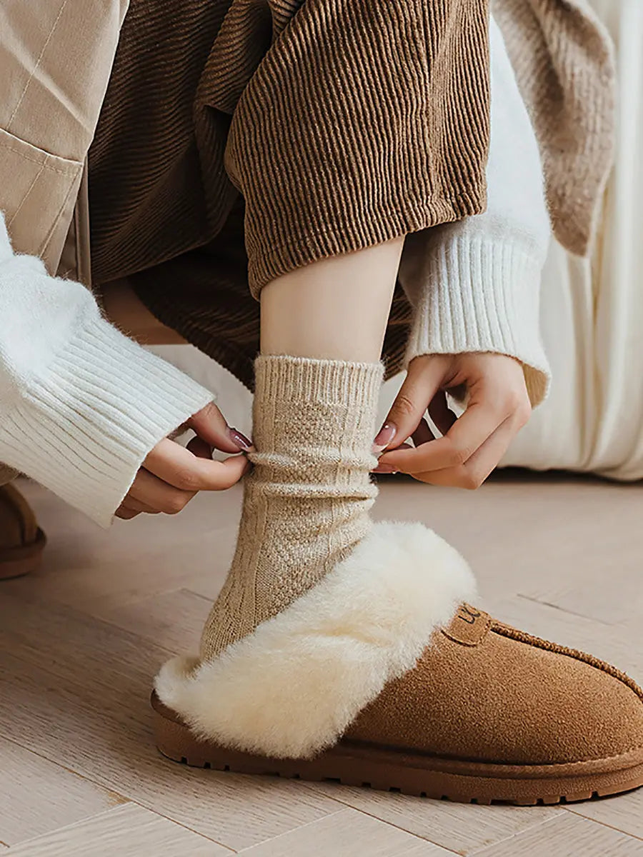 6 Pairs Women Winter Solid Wool Socks Ada Fashion