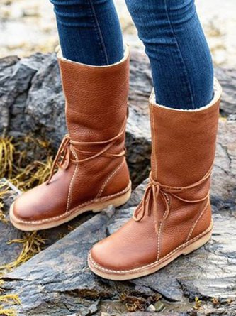Comfortable Soft Lightweight Lace Up Chunky Heel Boots Footwear AH025