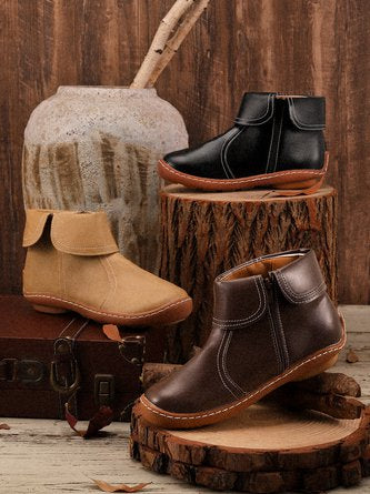 Women Casual Plain All Season Commuting Closed Toe PU Vintage Style Rubber Classic Boots Boots QAS21