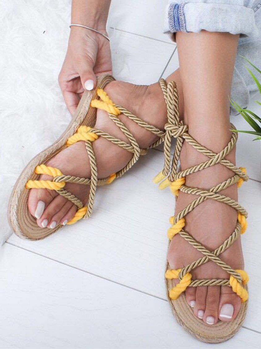 Vintage Rope Ankle Strap Sandals UU25