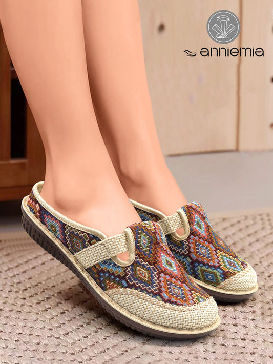 Ethnic Split Joint Comfy Linen Mules DD47