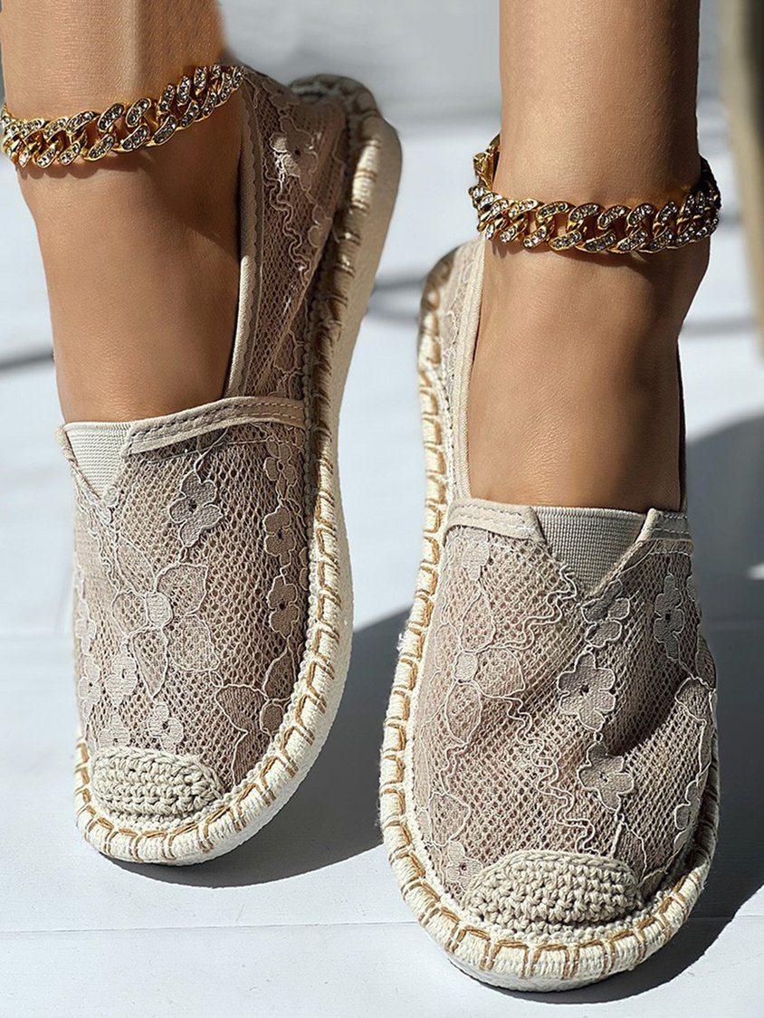 Breathable Crochet Lace Slip-On Espadrilles G168