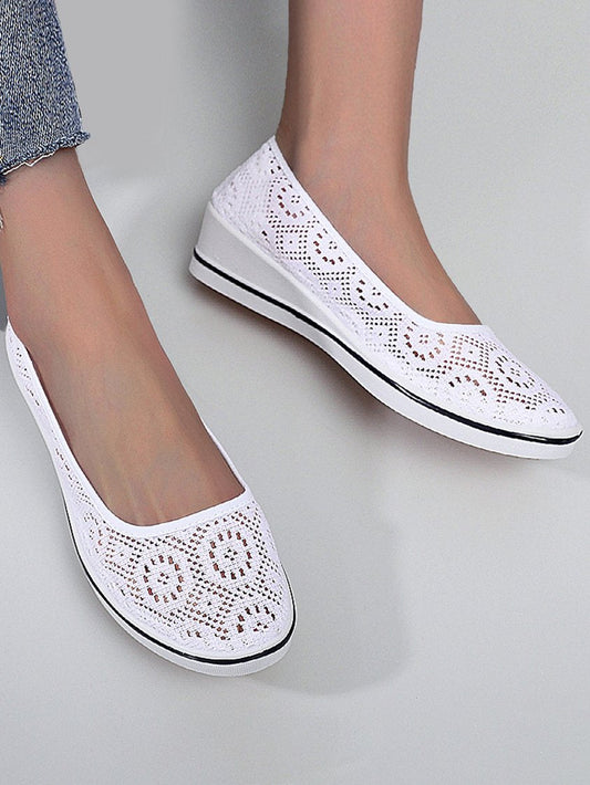 Comfortable Non-slip Hollow Lace Breathable Wedge Shoes DD56