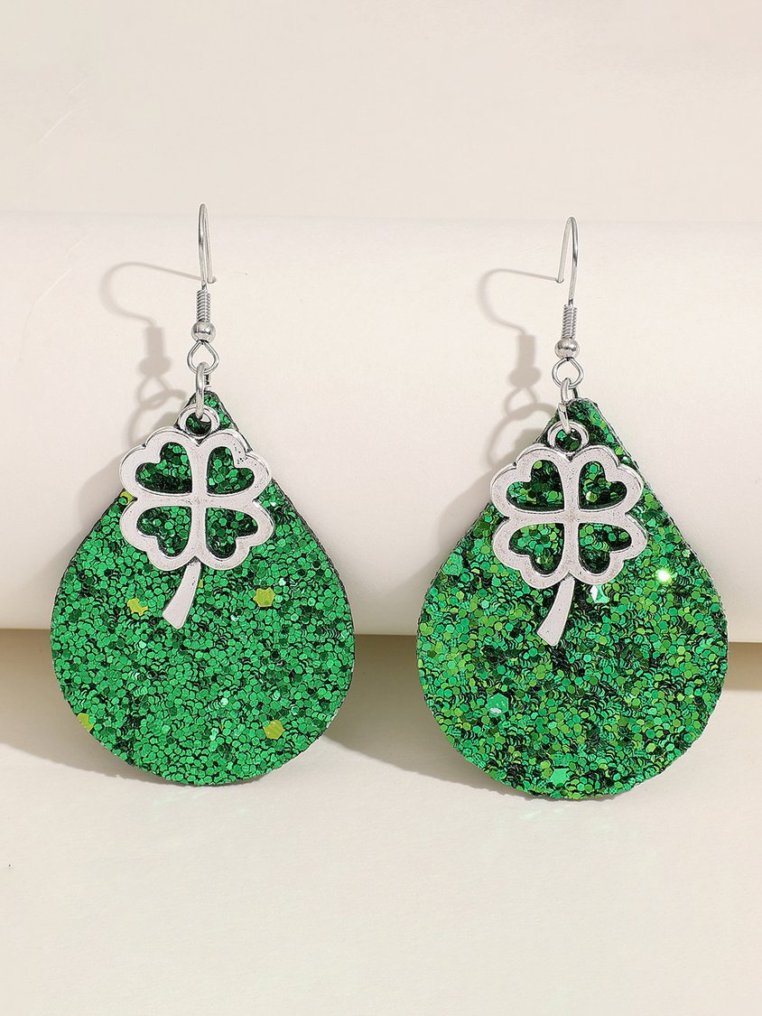 Boucles d'oreilles en cuir avec trèfle de la Saint-Patrick Bijoux de fête de vacances Festival irlandais QAR113