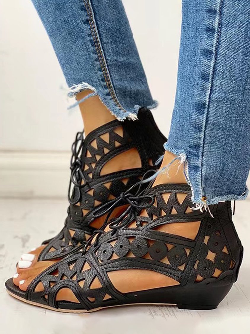 Resort Cutout Lace-Up Sandal Boots DD31