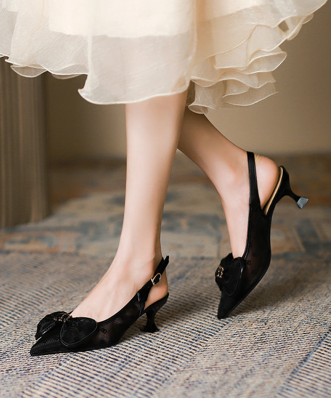 Splicing Bow Stiletto Sandals Pointed Toe