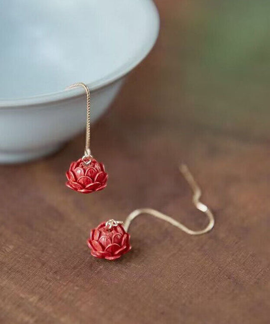 Chic Red Sterling Silver Ancient Gold Drop Earrings Ada Fashion