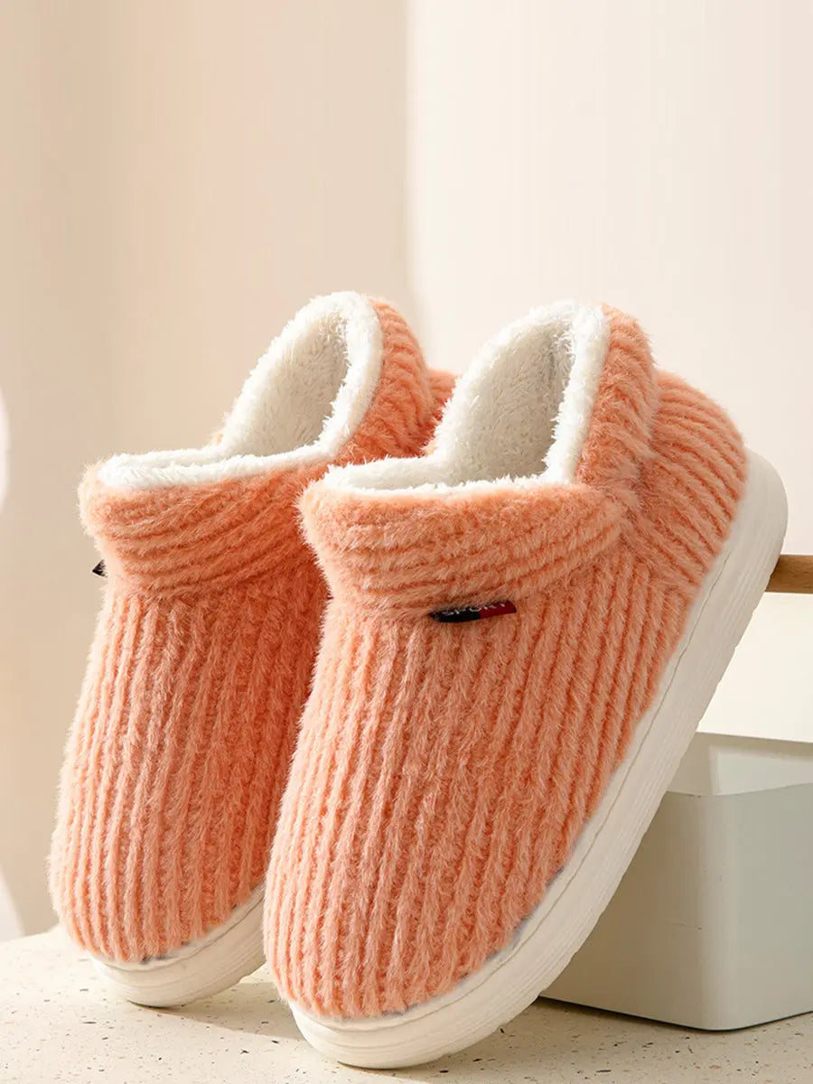 Couple Solid Indoor Warm Fleece Shoes Ada Fashion