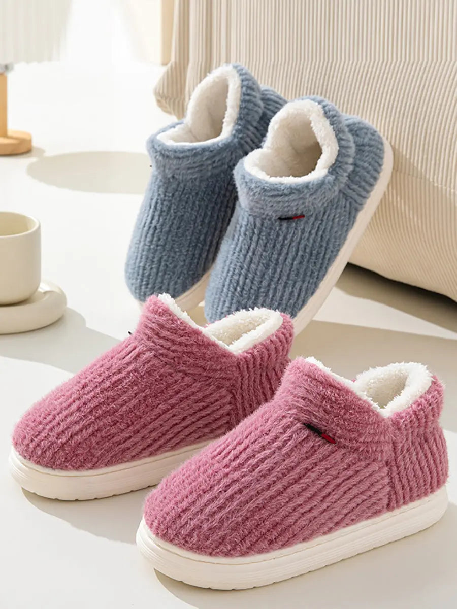 Couple Solid Indoor Warm Fleece Shoes Ada Fashion