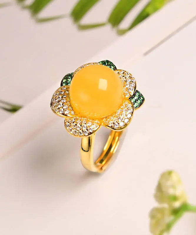 Fine Yellow Sterling Silver Beeswax Zircon Rings Ada Fashion