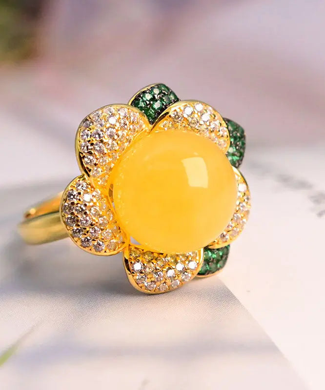 Fine Yellow Sterling Silver Beeswax Zircon Rings Ada Fashion