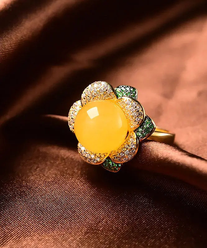 Fine Yellow Sterling Silver Beeswax Zircon Rings Ada Fashion