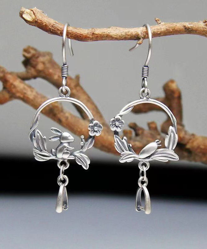 Handmade Boho Little Rabbit Carrot Silver Drop Earrings Ada Fashion