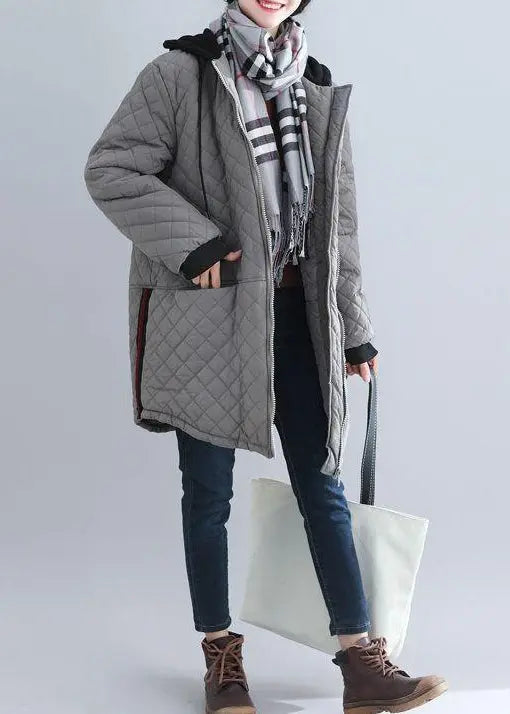 Hooded Pockets Patchwork Coat Ada Fashion