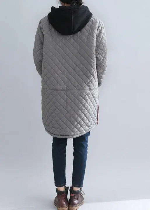 Hooded Pockets Patchwork Coat Ada Fashion