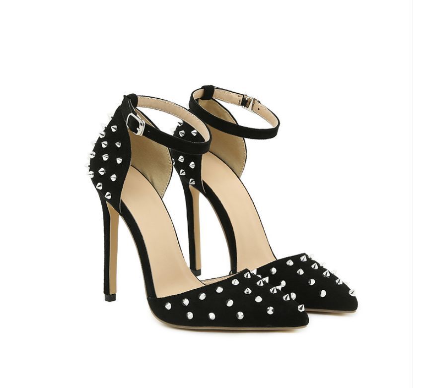 Studded Ankle Strap Stiletto D'Orsay Pumps AE1052