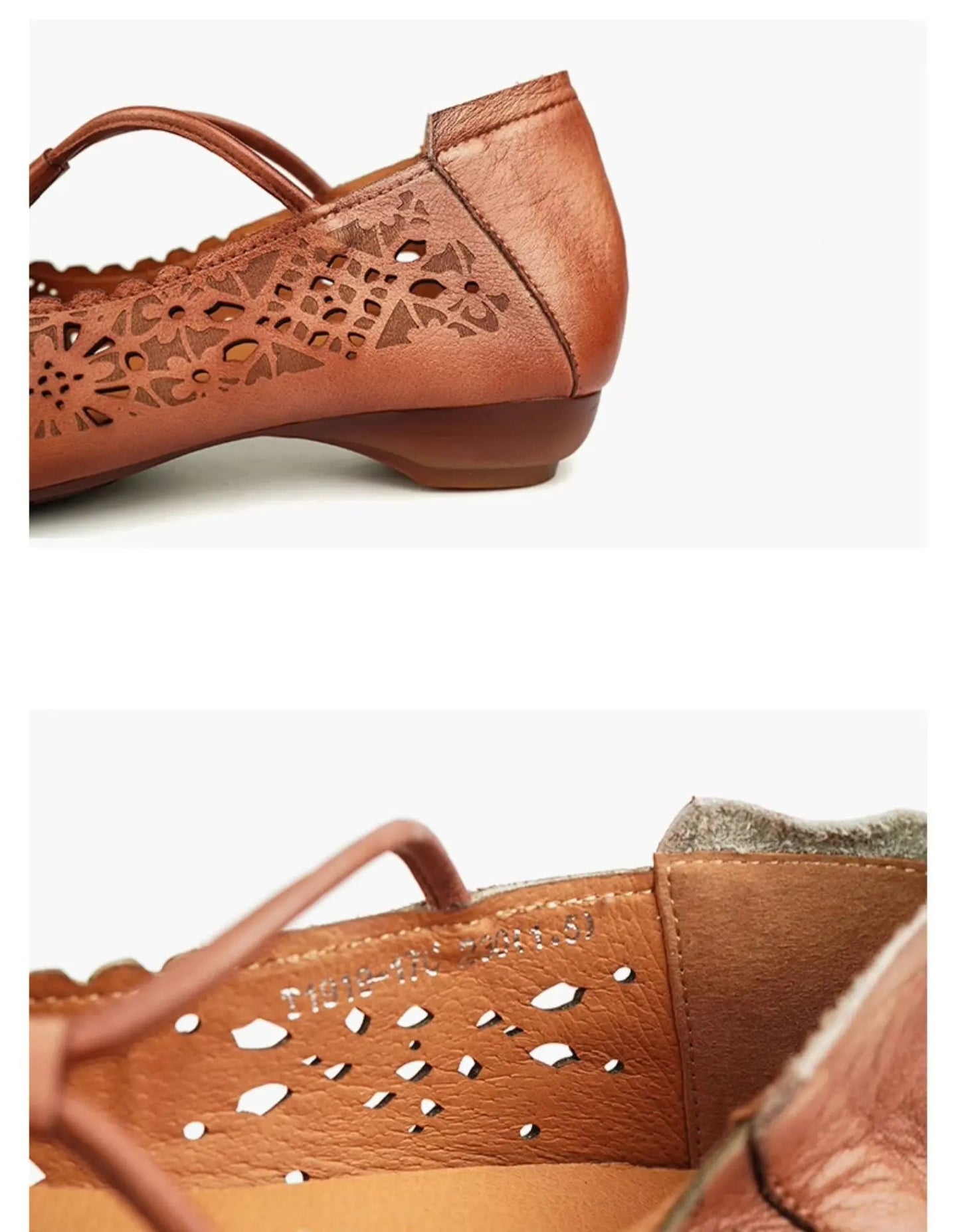 Real Leather Hand-carved Hollow Retro Flat Shoes Ada Fashion