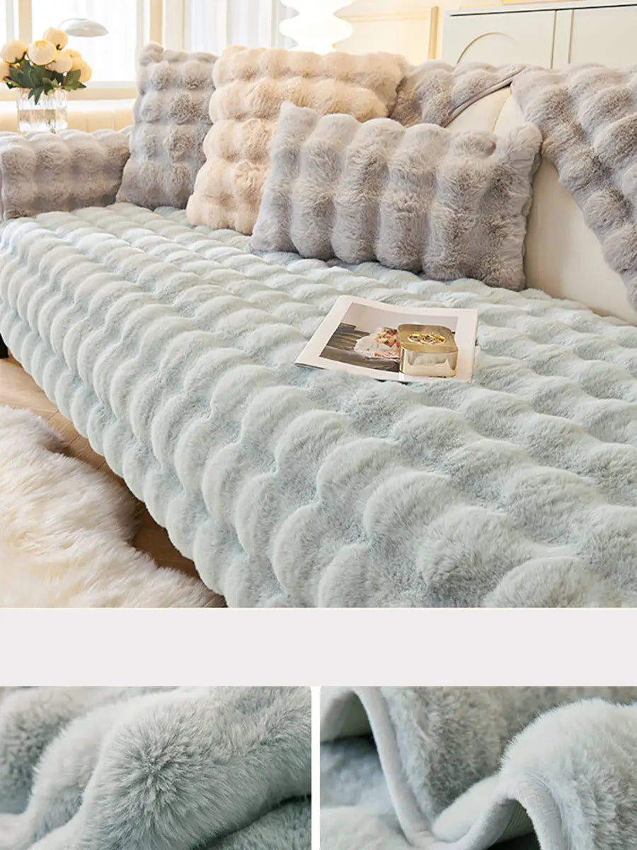 Solid Rabbit Wool Queen Bedcover Sofa Blanket Ada Fashion