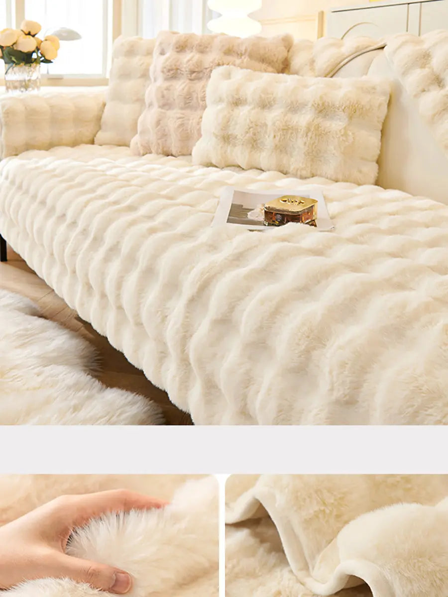 Solid Rabbit Wool Queen Bedcover Sofa Blanket Ada Fashion