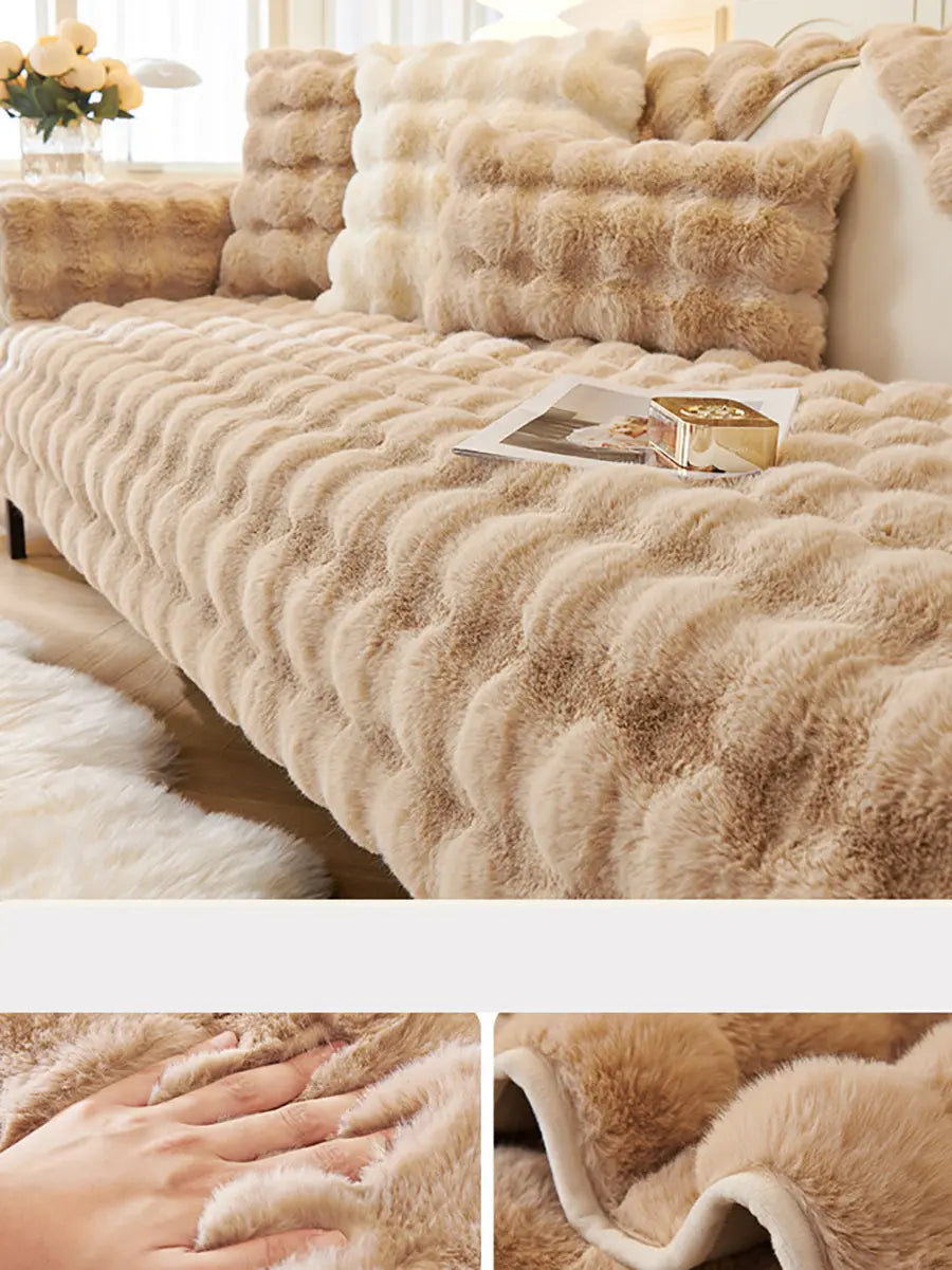 Solid Rabbit Wool Queen Bedcover Sofa Blanket Ada Fashion