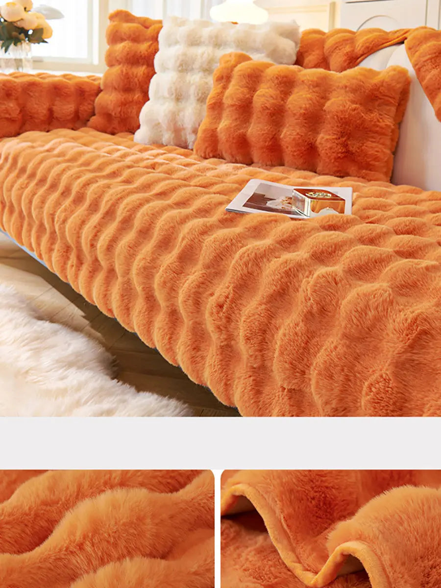 Solid Rabbit Wool Queen Bedcover Sofa Blanket Ada Fashion