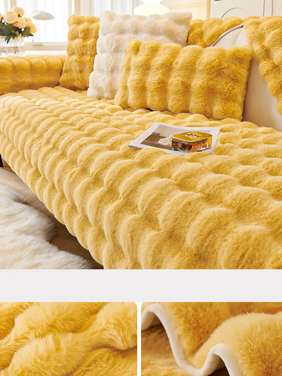 Solid Rabbit Wool Queen Bedcover Sofa Blanket Ada Fashion