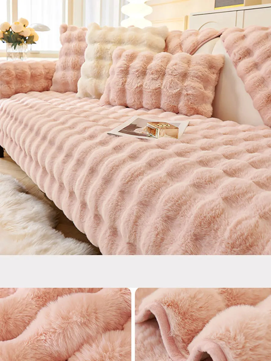 Solid Rabbit Wool Queen Bedcover Sofa Blanket Ada Fashion