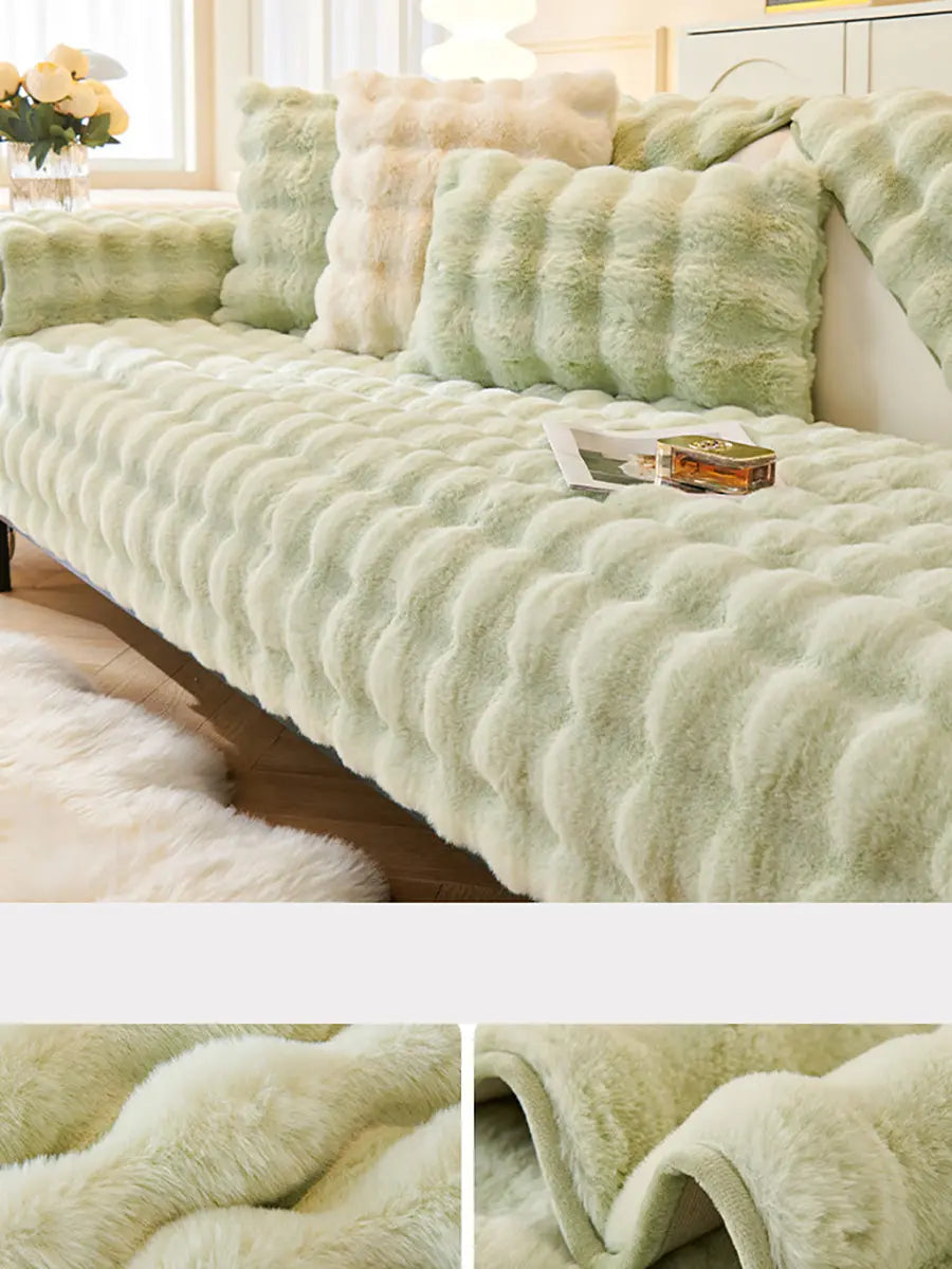 Solid Rabbit Wool Queen Bedcover Sofa Blanket Ada Fashion