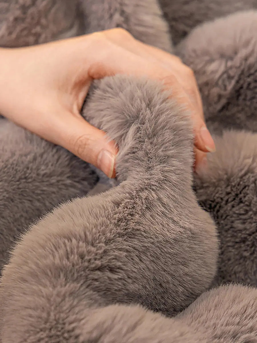 Solid Rabbit Wool Queen Bedcover Sofa Blanket Ada Fashion