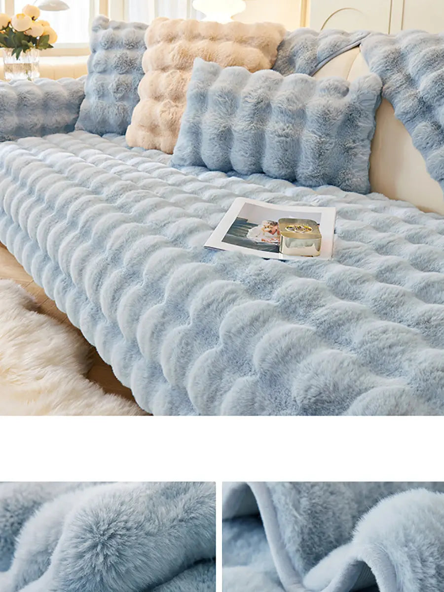 Solid Rabbit Wool Queen Bedcover Sofa Blanket Ada Fashion