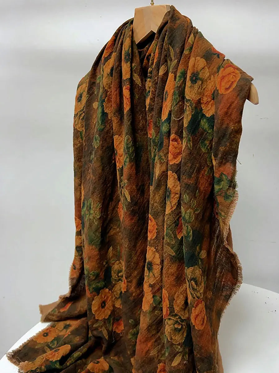 Women Ethnic Flower Tie-dye Autumn Scarf Ada Fashion