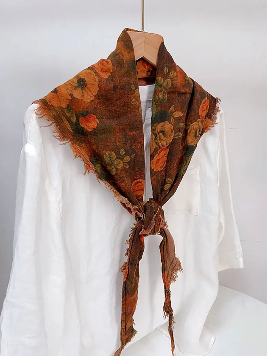 Women Ethnic Flower Tie-dye Autumn Scarf Ada Fashion